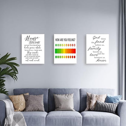 LISTNGBO Mental Health Canvas Wall Art,How are You Feeling Health Clinic Motivational Quote Painting Prints Poster Ready to Hang for Classroom Therapy Office School Wall Decor,12x15 Inch