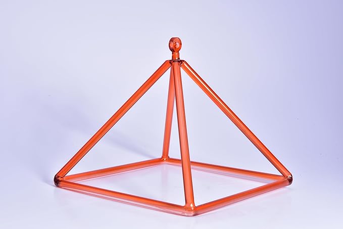 TOPFUND 10" Orange Crystal Singing Pyramid Sound Therapy Instrument with Carrying Case and Quartz Suede Mallet