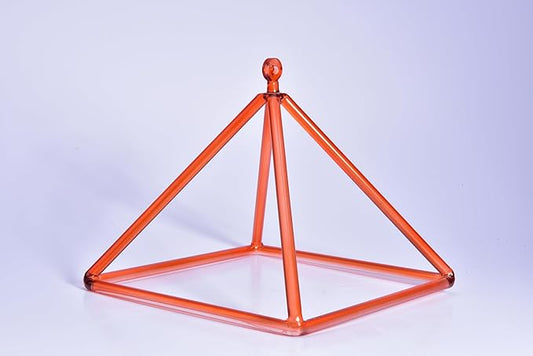 TOPFUND 10" Orange Crystal Singing Pyramid Sound Therapy Instrument with Carrying Case and Quartz Suede Mallet