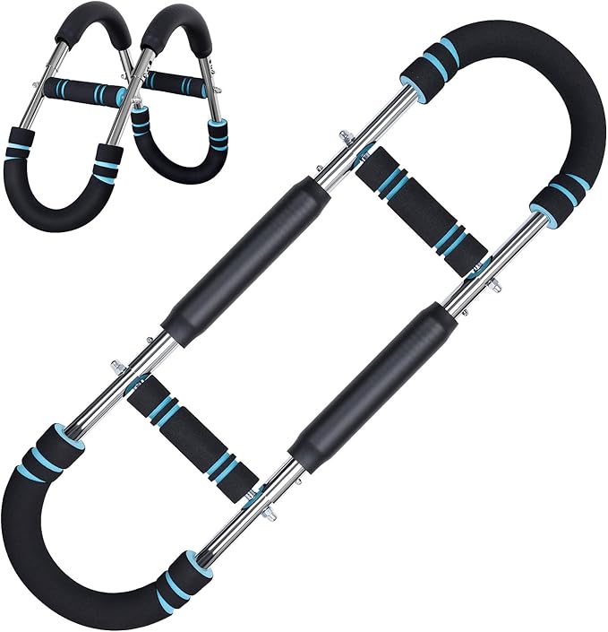 Twister Arm Trainer, 60-100lb Adjustable Chest & Arm Workout Tool, Compact Twister Arm Strengthener, Portable Power Twister Bar with Snap - Together Detachable Design for Fitness Anywhere(Blue)