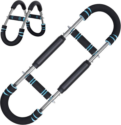 Twister Arm Trainer, 60-100lb Adjustable Chest & Arm Workout Tool, Compact Twister Arm Strengthener, Portable Power Twister Bar with Snap - Together Detachable Design for Fitness Anywhere(Blue)