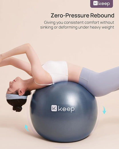 KEEP Pilates Small Exercise Ball Anti-Burst - Thickened Yoga Ball With Pump for Physical Therapy, Fitness, Workout, and Core Strength