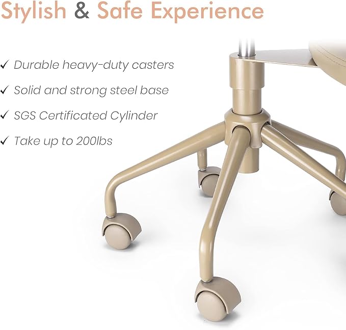 Meditation Cross Legged Chair PRO, ADHD Chair with Height Adjustable Backrest, Criss Cross Desk Use with Footrest and Wheels for Home Office, Flexible Design for Fidgety Sitters, Tan