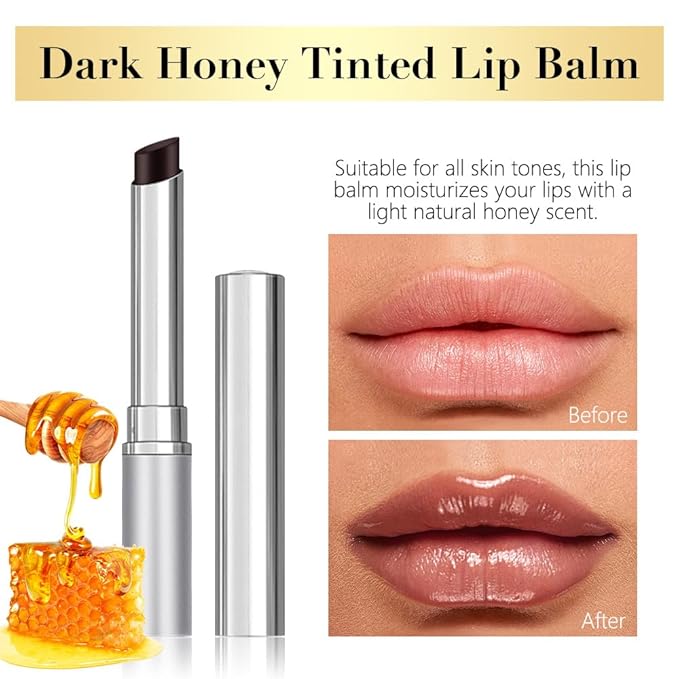 2Pcs Black Honey Lipstick Tinted Lip Balm, Sheer Hydrating Lip Stain for All Skin Tones, Natural Lightweight Lips Gloss Makeup for Women, Vegan & Cruelty-Free