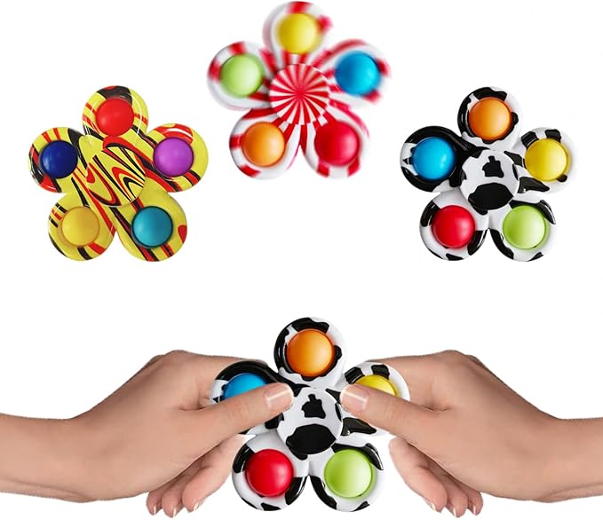 12 Pcs Fidget Spinners Pop Toys for Party Favors, Sensory Fidget Toys Bulk for Classroom Prizes, Easter Christmas Valentine Gifts for Kids Easter Basket Stuffers
