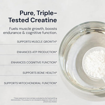 Blueprint Bryan Johnson Creatine Monohydrate Powder – Amino Acid Powder - Suppliment Supports Muscle Growth, Recovery, Strength & Focus – Unflavored Creatine for Women & Men – 5g Dose – 100 Servings