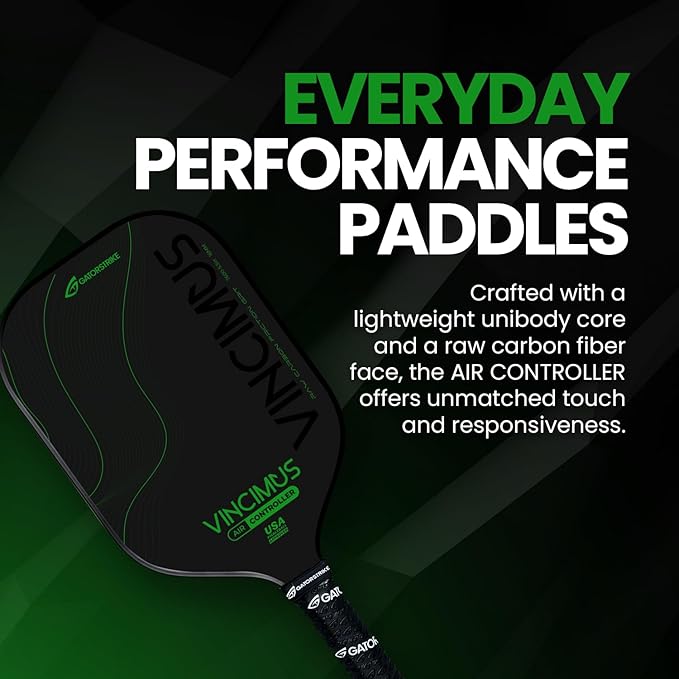 Vincimus Air Controller T600 Pickleball Paddle, T600 Carbon Fiber Pickleball Paddle with Enhance PP Honeycomb 16mm Core, 8.1oz with GatorGrit Face