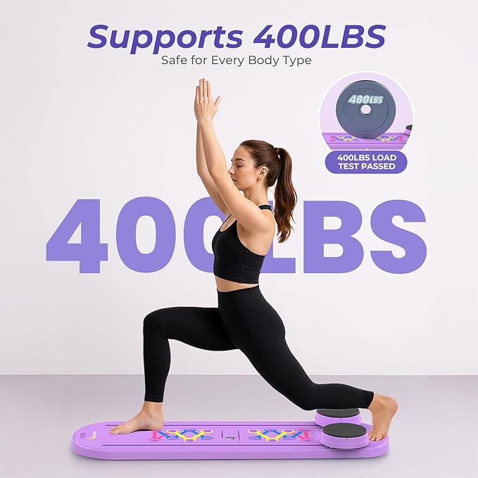 Pilates Reformer Board – 5-in-1 Foldable Pilates Machine for Home Workout, Portable Fitness Board with Resistance Bands, Full Body Training for Women