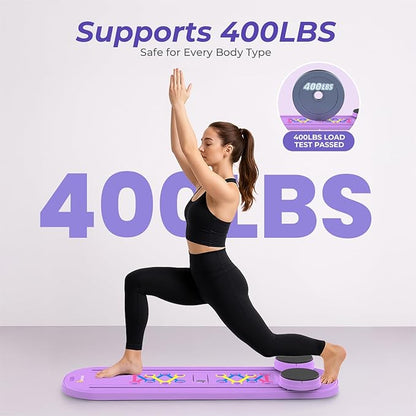 Pilates Reformer Board – 5-in-1 Foldable Pilates Machine for Home Workout, Portable Fitness Board with Resistance Bands, Full Body Training for Women