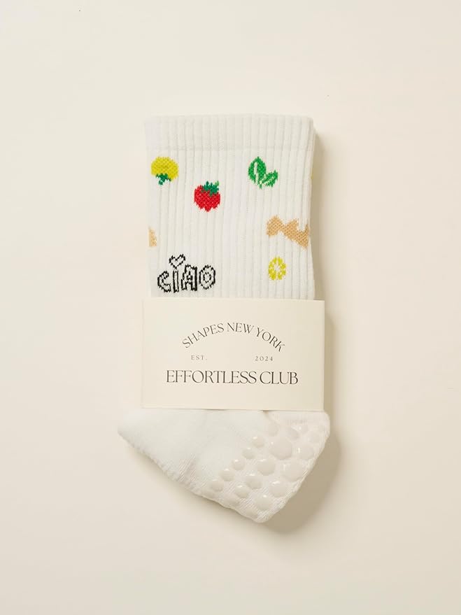 Crew Half Calf Grip Socks, Cutest Fruits Pilates Socks, Ruffle socks, Non-Slip, Barre Yoga Fitness