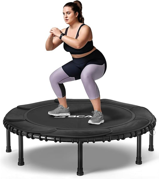 BCAN 450LBS/550LBS Foldable Mini Trampoline, 40"/48" Fitness Trampoline with Durable Bungees, Stable & Quiet Exercise Rebounder for Adults,Great Mini Trampoline for Indoor/Garden Workout - 2