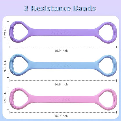 3 Pcs Figure 8 Resistance Bands Set, Arm Workout Bands Home Gym Equipment, Exercise Bands for Physical Therapy, Pilates Stretch Bands Fitness Bands, Elastic Band for Back HIPS Leg Shoulder