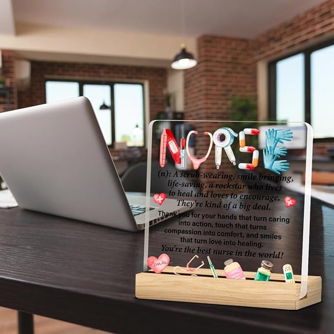 Nurse Gifts for Women, Best Nurse Gifts, Nurse Thank You Gifts Nursing Gifts Nurse Acrylic Desk Plaque Sign 4 x 4 Inches