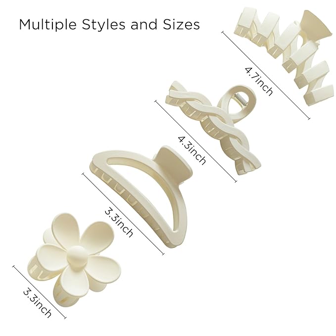 8PCS Hair Clips for Women, Flower Claw Clips for Thick Hair, Non-Slip Hair Accessories with Multi-Styles, Neutral Colors Hair Claw Clips and Variety Pack, Ideal for Girls
