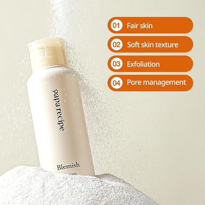 Papa Recipe Blemish Enzyme Powder Rice Cleanser – Gentle Triple Exfoliation with Papain, PHA & Rice Powder – Low pH Korean Skincare Face Wash for Clearer, Radiant Skin