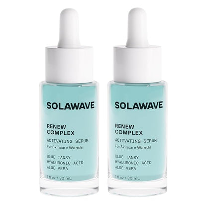 Solawave Renew Complex Red Light Therapy Activation Serum for Face & Neck | Pairs with LED Facial Wand Device | Hydrates & Plumps the Skin | Blue Tansy, Aloe Vera, Hyaluronic Acid (2 Pack - 1 Oz)