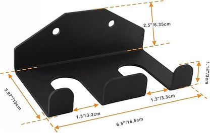 Olympic Barbell Hanger,Garage Gym Bar Wall Rack,Vertical Barbell Mount Rack,Double Barbell Holder Wall Mount,Space Saving Commercial or Home Gym Accessory,Holds 33mm Bar (2 hook black)