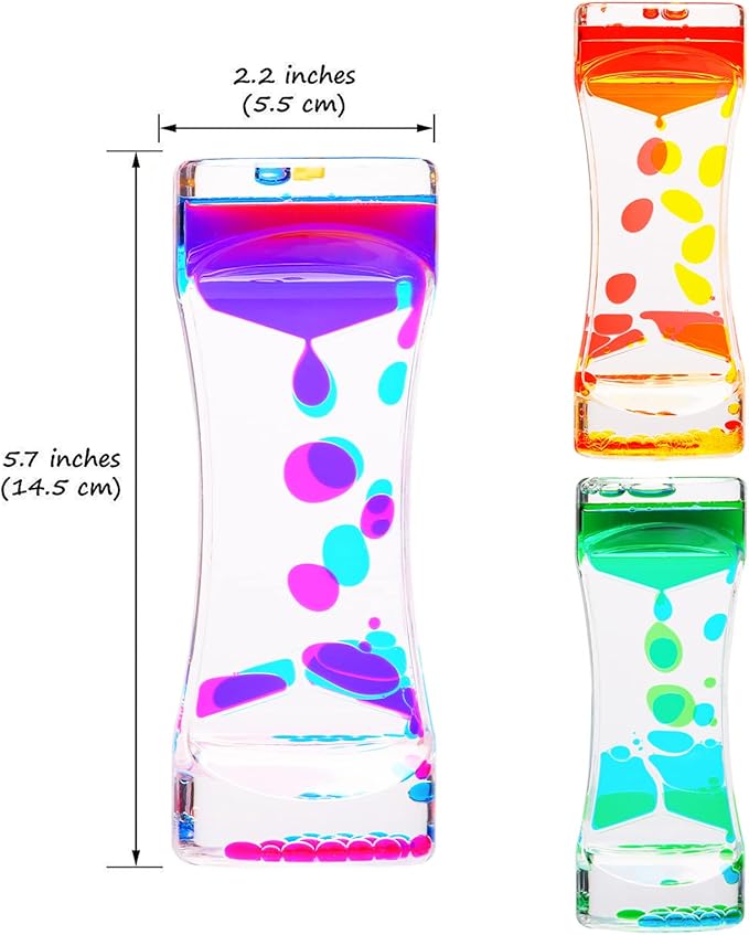 CAILINK Liquid Motion Bubbler - 3 Pack Kids and Adults Sensory Toys - Water Timers Fidget Toys Sensory Play - Colorful Hourglass for Home Office Desk Decor