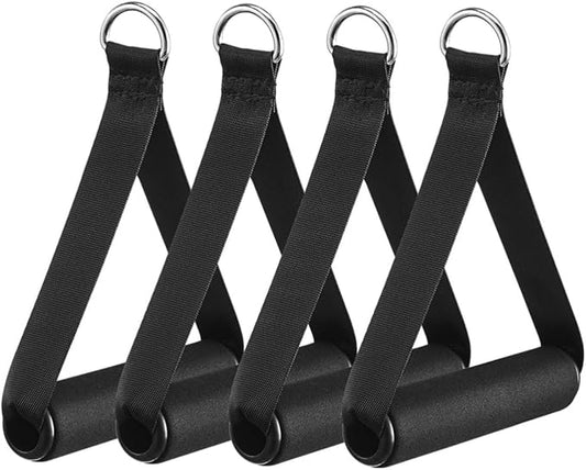 Garneck 4pcs Resistance Band Handles Plastic D Ring Exercise Strap Foam Handle Band Fitness Equipment for Home Gym Overhead Strength Training Stretching Black
