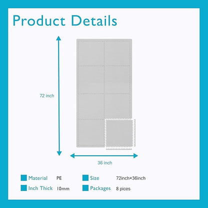 BODYTECH Puzzle Exercise Mat Interlocking Foam and Tile Mats for Home Gym. Floor Padding for Small Child. Gray Color 18 x 18 x ½ Thick 8 Sheet 18 SQFT