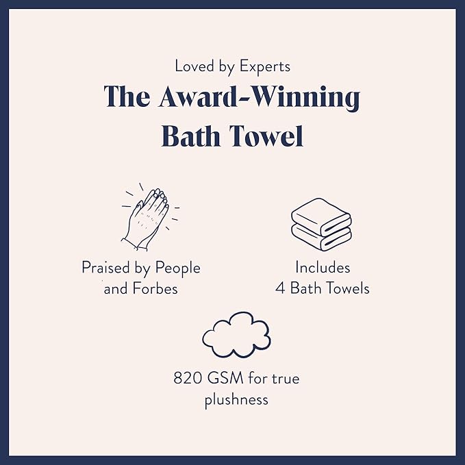 Brooklinen Super-Plush Turkish Cotton Bath Towel Set - Includes 4 Bath Towels Cotton, 820 GSM, Highly Absorbent, Machine Washable, Perfect for Home & Bathroom (Slate Grey)