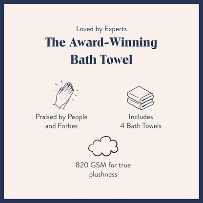 Brooklinen Super-Plush Turkish Cotton Bath Towel Set - Includes 4 Bath Towels Cotton, 820 GSM, Highly Absorbent, Machine Washable, Perfect for Home & Bathroom (Slate Grey)