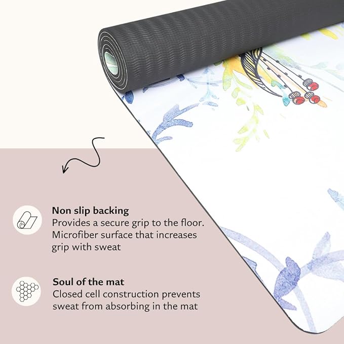 Shakti Warrior TPE Yoga Mat - Artist Designed, Premium eco friendly mats, Non Slip, Non toxic, Great For Regular & Hot Yoga, Pilates and Workouts (72 inch x 24 inch x 6mm thick)