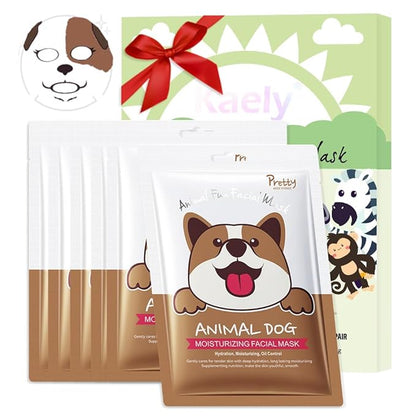 Kaely 6 Pack Animal Character Sheet Masks, Face Masks for Kids Teens Skin Care, Korean Soothe Facial Mask for All Skin Types, Girls Night Skincare Spa Party, Birthday Gifts for Women Men, Set02
