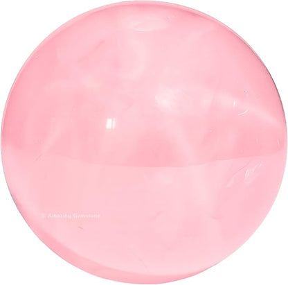Amazing Gemstone Star Rose Quartz Crystal Ball with Stand - 2 Inches Crystal Sphere Meditation Balls for Witchcraft and Decorative Balls