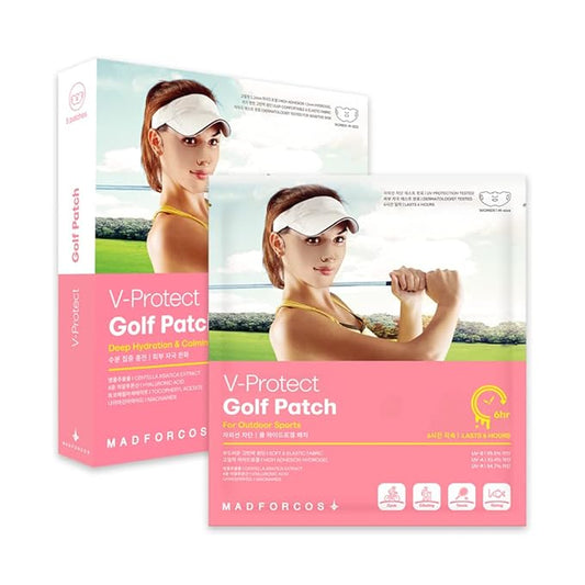 V-Protect Golf Patch – UV Protection, Hydration & Lifting Face Mask for Outdoor Sports | Korean Skincare Patch for Golf, Hiking, Tennis (Pink, G128649)