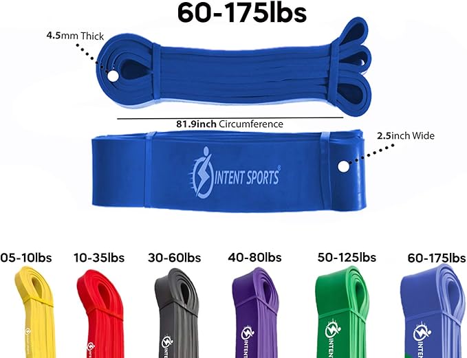 INTENT SPORTS Pull Up Assist Bands – Assistance and Resistance Bands for Pull-Up, Fitness, Body Stretching, Mobility Work, Weightlifting, Heavy Duty - Single/Set – Exercise Videos - eBook!