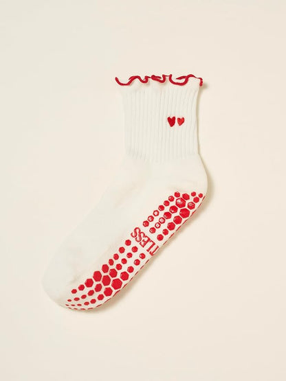 Crew Half Calf Grip Socks, Cutest Fruits Pilates Socks, Ruffle socks, Non-Slip, Barre Yoga Fitness