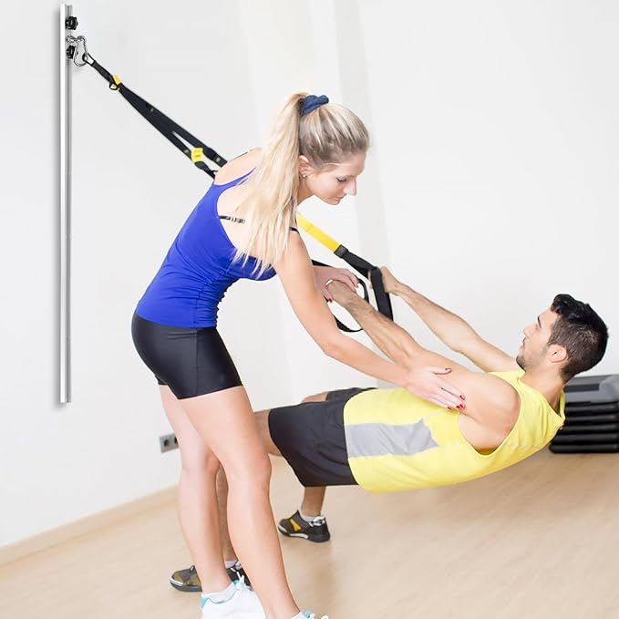 Resistance Band Wall Anchor,Djustable Resistance Bands Anchor,Door Anchor for Resistance Bands，Aluminum Wall-Mounted Resistance Band Wall Anchor,with 1 Rail, 1 Rail Car，Length 48inchs