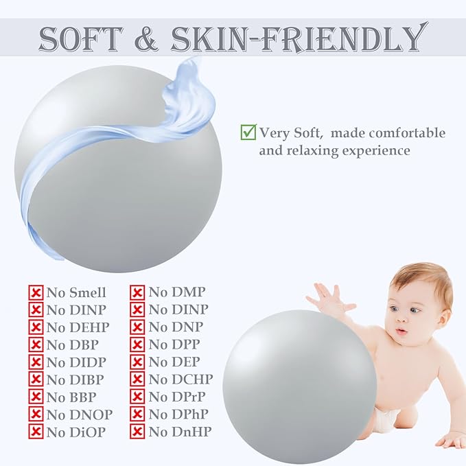 Soft Pilates Ball 9 Inch, Ideal Small Exercise Ball Between Knee Squeeze for Physical Therapy Yoga Core Medicine Abs Pt Bouncy, Mini Rubber Fitball Barre Workout Equipment for Women Men Kid Toddler