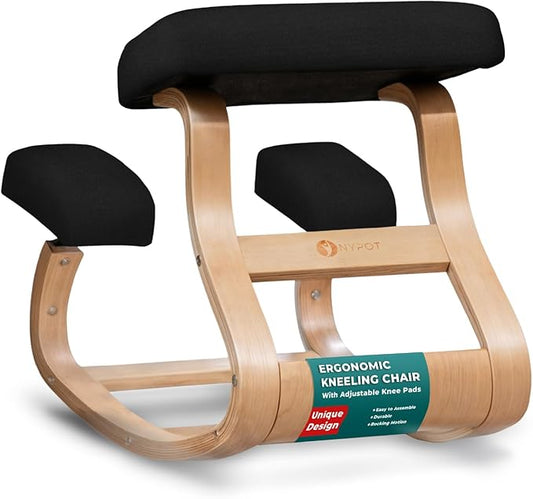 Ergonomic Kneeling Chair with Adjustable Seats - Knee Chair for Posture Correction & Kneel Rocking Stool for Desk - Back Pain Relief and Support for Home and Office (Modern, Black Sand)