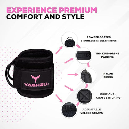 Ankle Straps for Cable Machines Women - Adjustable Gym Ankle Strap for Cable Machine, Neoprene Padded Cable Straps, Durable Leg Strap with Cable Cuff, Glute Kickback Ankle Strap with D Rings