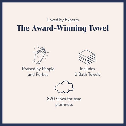 Brooklinen Super-Plush Turkish Cotton Bath Towels Set of 2 Cotton, 820 GSM, Machine Washable, Perfect Bath Towels for Bathroom, Spa & Shower (30" x 58", Slate Grey)