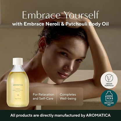 AROMATICA Embrace Body Oil Patchouli & Neroli Essential Oil, Aromatherapy Oils, Scented Body Oil, After Shower Body Oil for Women, Non-Greasy Body Serum, Body Moisturizer for Dry Skin 3.38 fl. oz