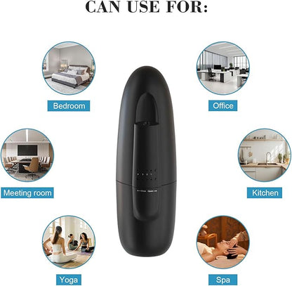 Plug in Waterless Aroma Diffuser for Essential Oils, 500 Sq. Ft, Portable Fragrance Diffuser, Cold-Air Diffusion Tech, Black