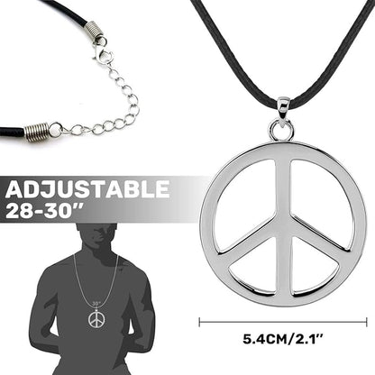 MOVINPE Hippie Accessories for Men - Hippie Wig Sunglasses Peace Sign Necklace Tie Dye Headbands, Halloween Costume 70s Disco Style 60s Outfit Fancy Dress Retro Night