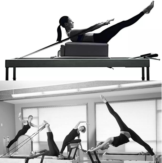 Pilates Double Loop Straps for Reformer,Fitness D-Ring Exercise Straps, Yoga Exercise Accessories for Home Gym Workout, 1 Pair Reformer Straps with Round Carabiner Clips