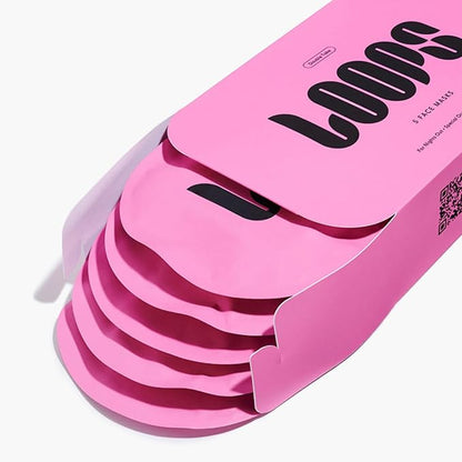 LOOPS DOUBLE TAKE - Glow Hydrogel Korean Face Mask - Calms & Soothes Skin’s Surface - Helps Refine Pores & Brighten Face, Glowing and Luminous - For All Skin Types - 5 pc