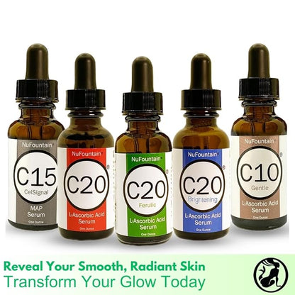NuFountain® C20® Ferulic HAND CRAFTED C20 L-Ascorbic Acid Serum. Made Fresh When Ordered