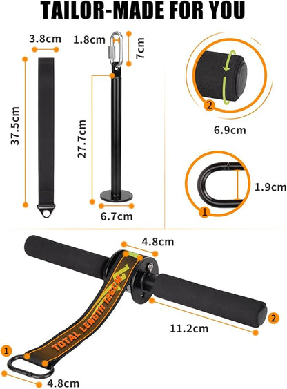 Hikeen Forearm Wrist Roller Trainer Arm Wrestling Training Belt Kit, Arm Strength Training Fitness Equipment Forearm Wrist Straps for Muscle Strength Training at Home, in The Gym or Outdoors