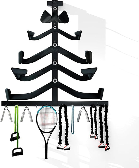 LAT Pull Down Bar Storage Rack, LAT Pulldown Attachments T Bar V Bar Cable Attachment Storage Rack, Training Exercise Back Tricep Press Down Bar Cable Machine Accessories Organizer Holder
