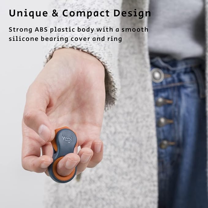 Yogi Fidget Toy – Silent Sensory Spinner for Adults & Kids – Stress Relief Fidgets for ADHD, Anxiety – Fidget Toys for Adults – Includes 5 Finger-Fit Rings – Work, School & Travel – 2-Pack