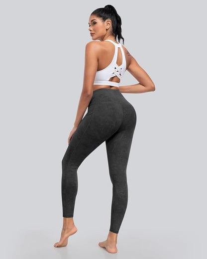 CHRLEISURE Leggings with Pockets for Women, High Waisted Tummy Control Workout Yoga Pants