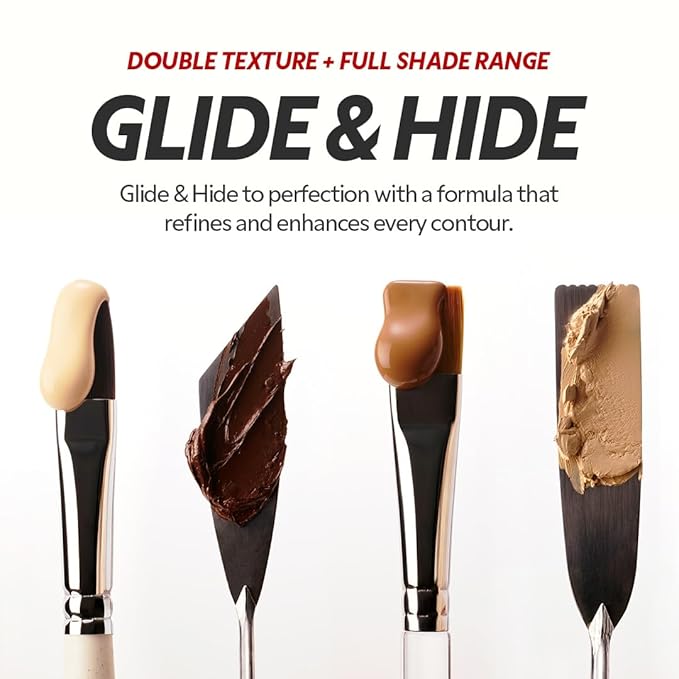 TIRTIR Glide&Hide Blurring Concealer - Creamy texture, Conceals dark circles and wrinkles, Dual formula (liquid tip & balm stick), Long-lasting wear, Korean Makeup, #8.3O, 0.28 Oz