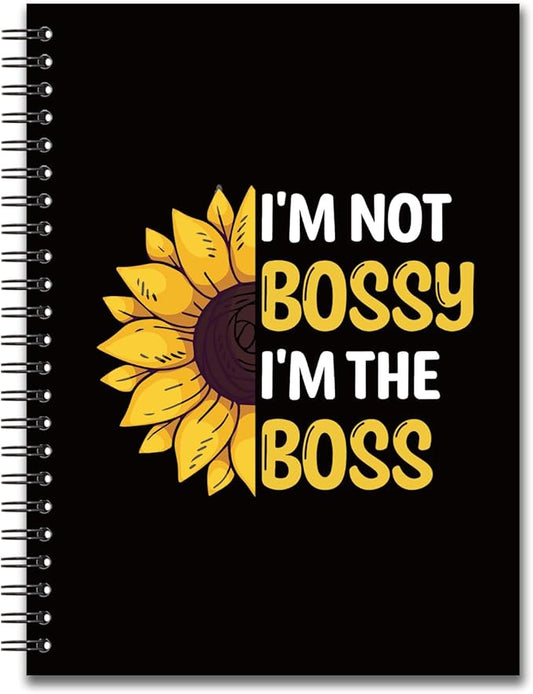 YAZMEEN Boss Blank Spiral Notebook（160 Pages） I'm Not Bossy I'm The Boss Hardcover Sketchbook Boss Appreciation Gift Funny Sunflower Notebook Gift for Women Men Boss Leader Mentor Manager Colleague