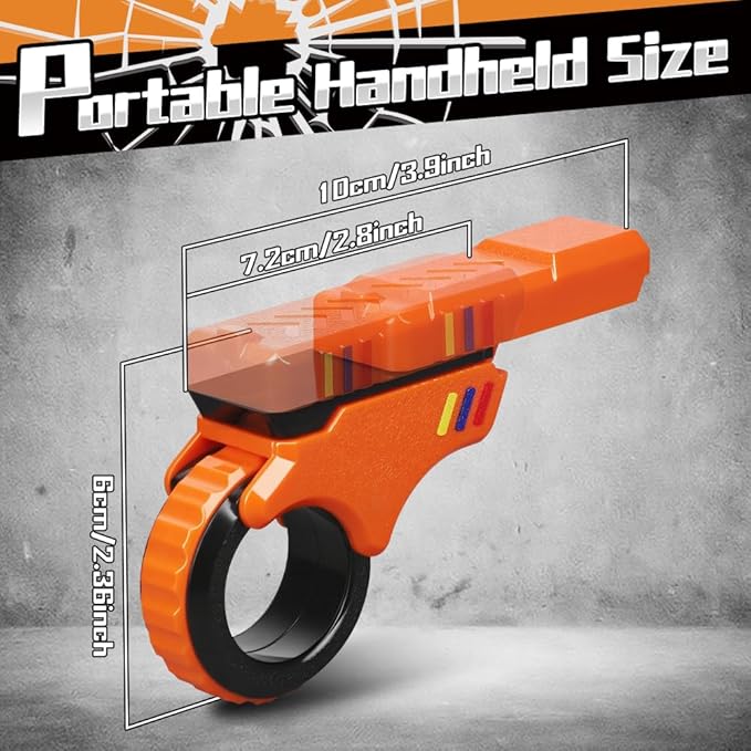 Fidget Slider Ring Plastic Gun Toy for Kid Adult, Push Flip Clicker Transformable Sensory Textured Finger Spinner for Stress Relief Relax, Cool Gadget Birthday for Boy Girl Man